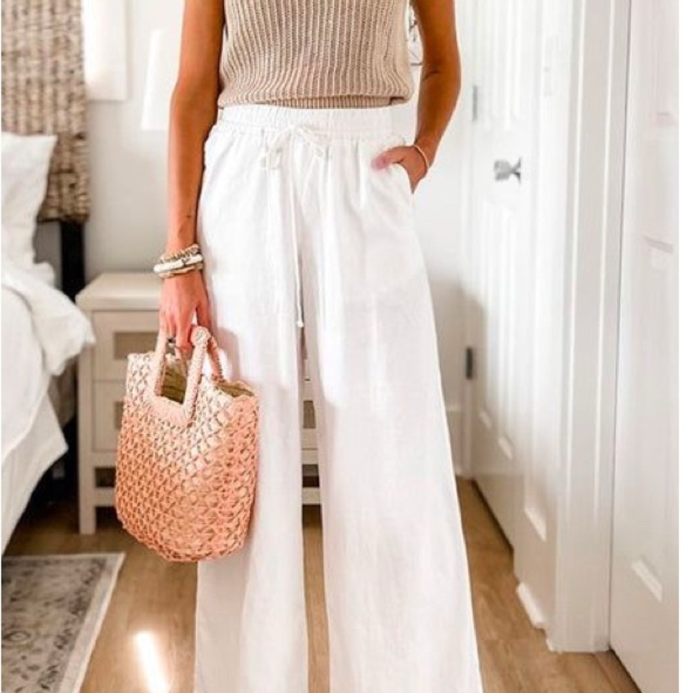 Gibson Latimer White Linen Pants size 16 lined